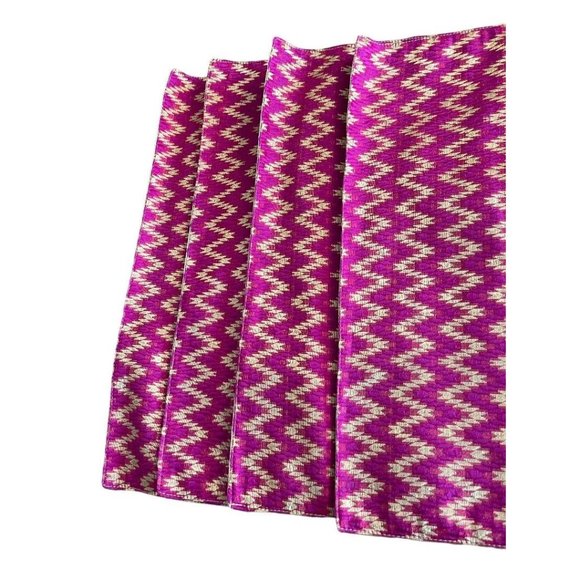 Placemats Gold Hot Pink Fuchsia Set of 4 Table Linens 12.5 x 17.5" - Picture 4 of 6